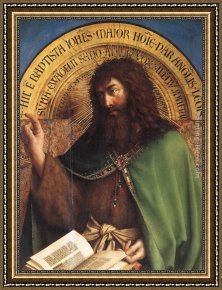 St Wolfgang Altarpiece Resurrection of Lazar Framed Paintings - The Ghent Altarpiece St John the Baptist [detail] by Jan van Eyck